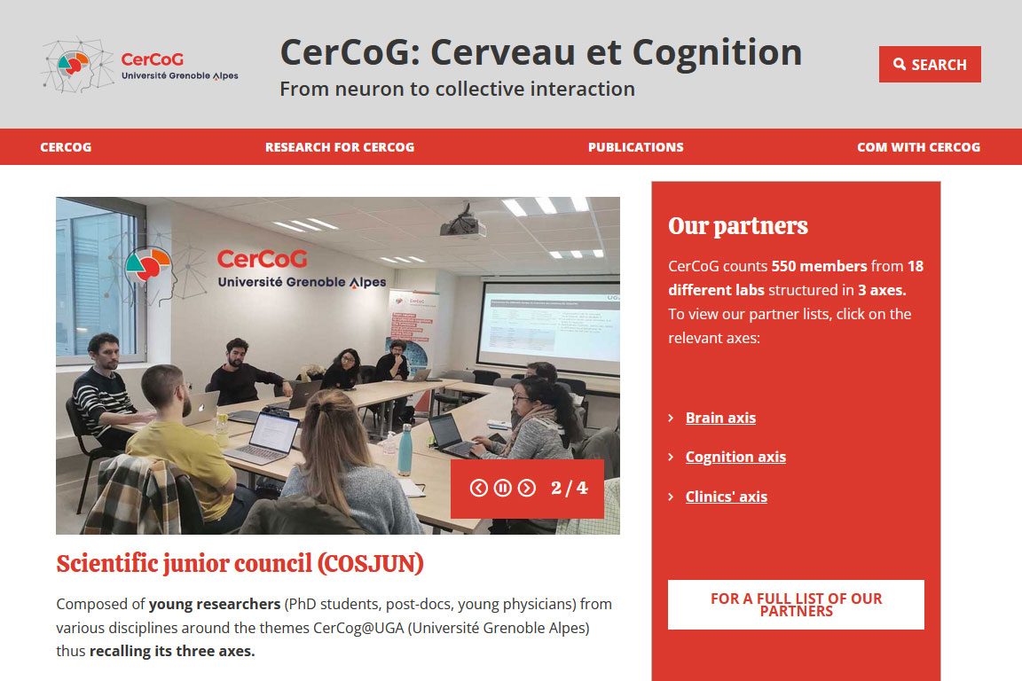 Page d'accueil du site internet du CDP CerCoG@UGA