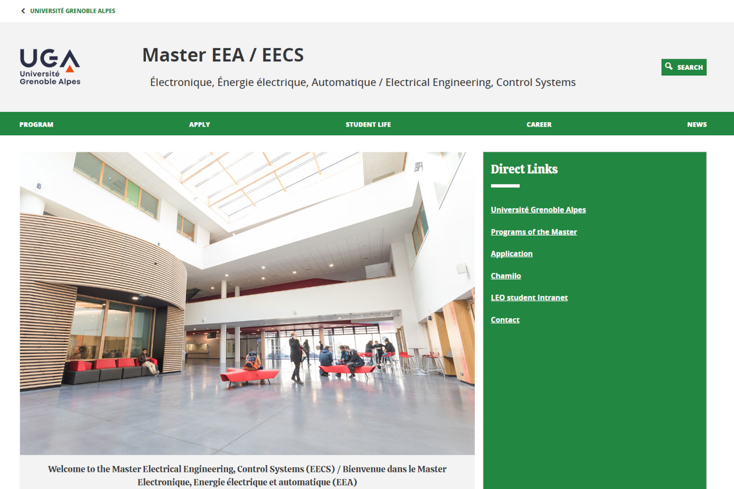 Site internet du master EEA/EECS