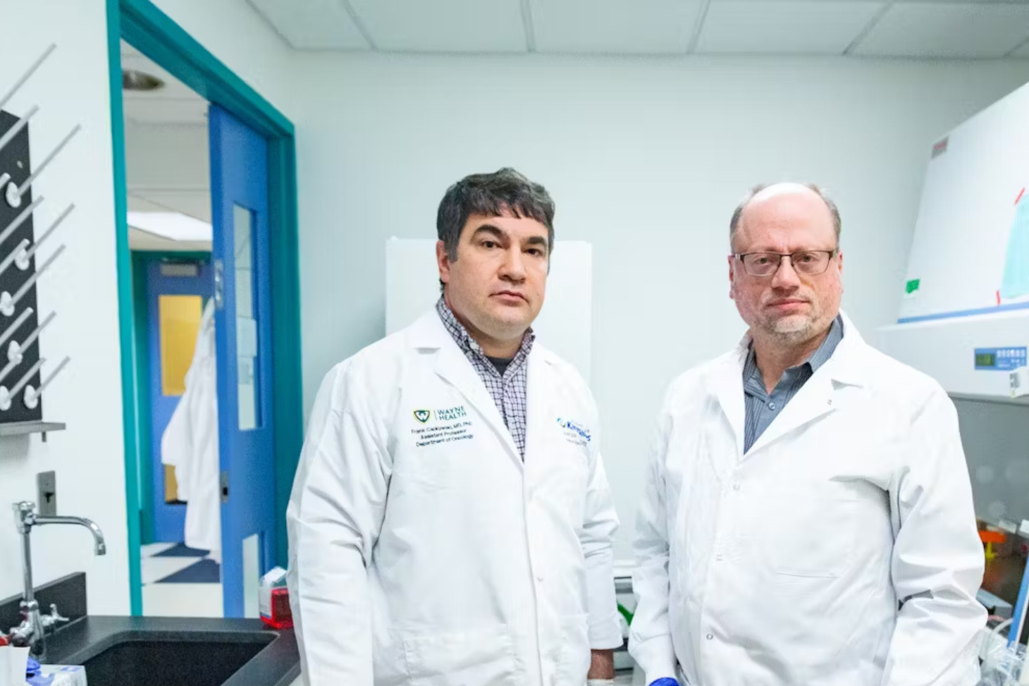 Assistant professor Frank Cackowski, left, and researcher Steven Zielske at Wayne State University in Detroit became suspicious of a paper on cancer research that was eventually retracted. Amy Sacka, CC BY-ND