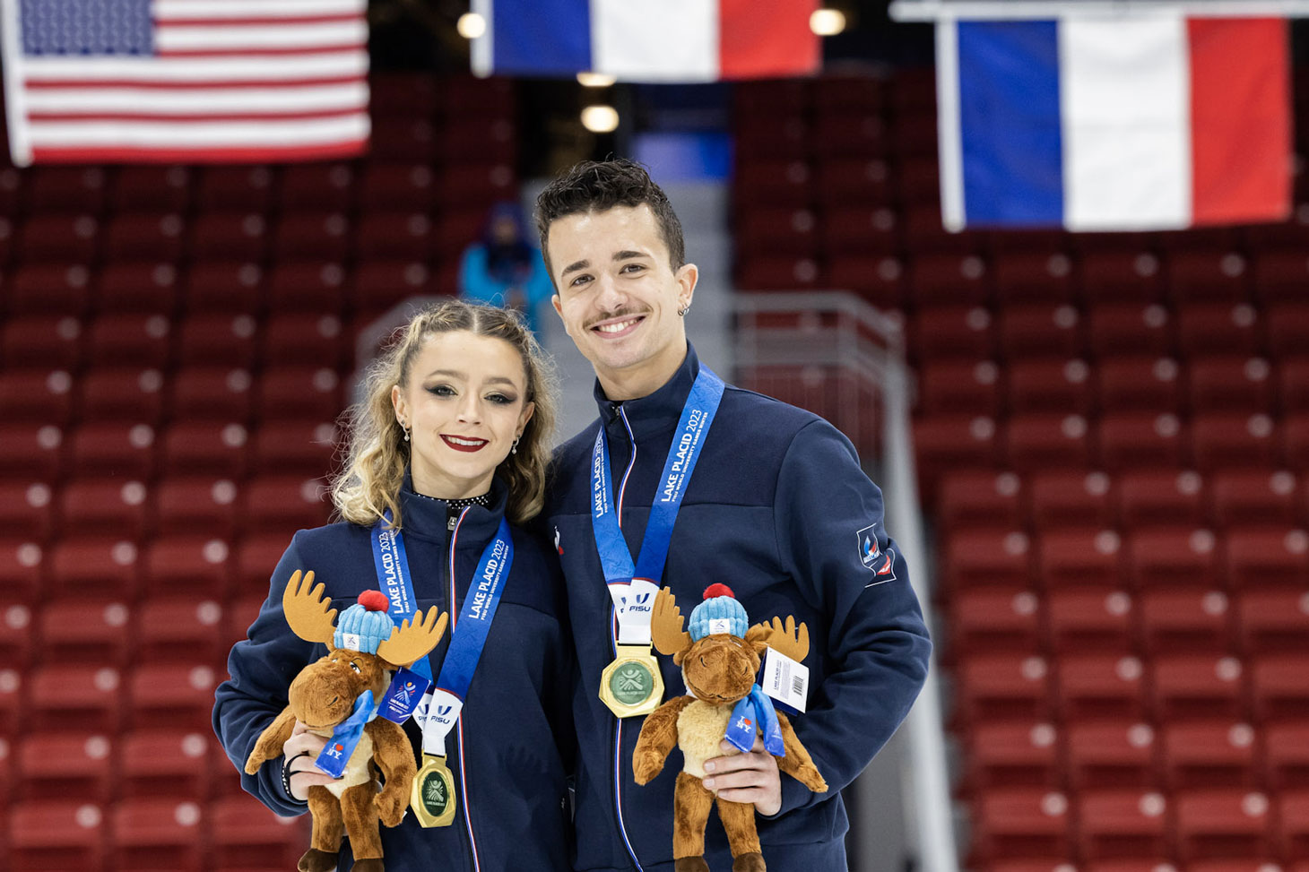 Marie Dupayage et Thomas Nabais, champions du monde universitaires 2023 de danse sur glace© @guillaume.mirand - FFSU